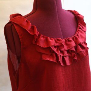Red Blouse with Ruffle Detailing